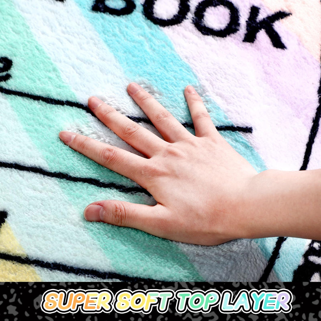 Maasechs 3.3 x 4 ft Composition Notebook Rug Classroom Decor Educational Area Rug Back to School Kid Reading Calming Corner Soft Fluffy Pastel Play Carpet for Nursery Playroom