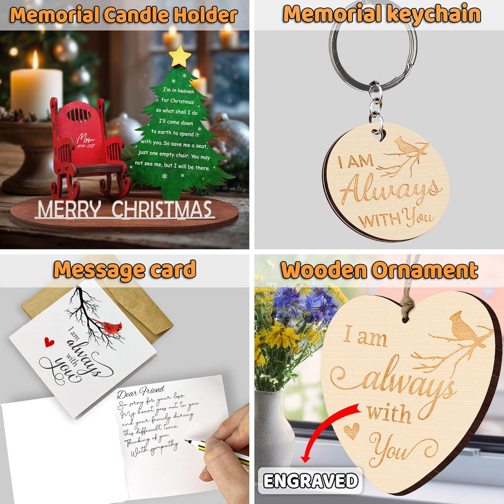 Memory Christmas in Heaven Wooden Candle Holder - Memorial Ornament & Bereavement Gift for Loved Ones