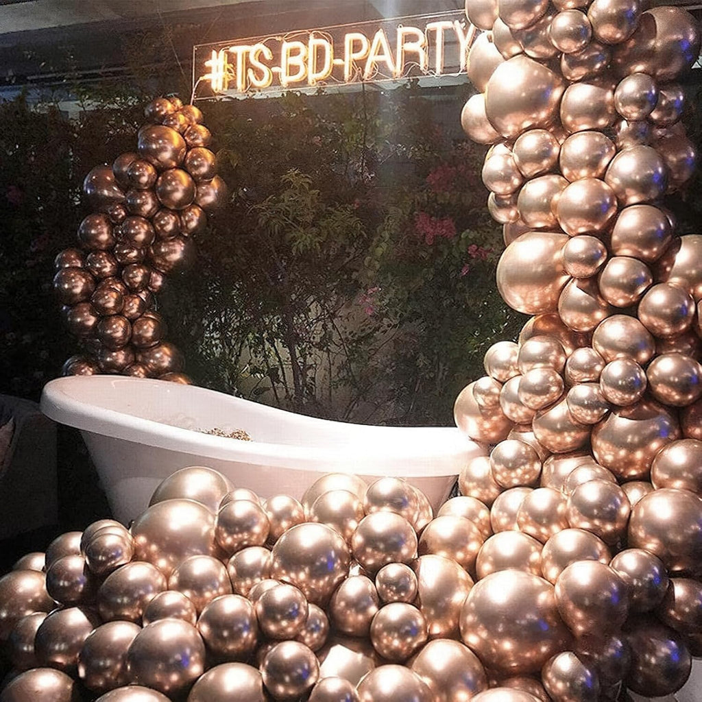 PartyWoo Metallic Rose Gold Balloons - 50pcs 5 Inch Chrome Latex for Weddings & Celebrations