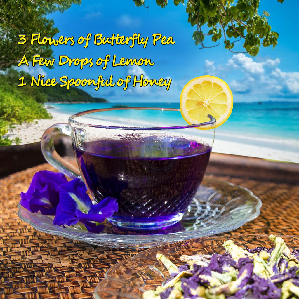 Butterfly Pea Tea 35.27 Oz / 1 kg | OkO-OkO - Premium - WHOLE DRIED FLOWER from Thailand - Blue natural infusion - Herbal tea - Organic Vegan food coloring - Natural color changing cocktail and meal