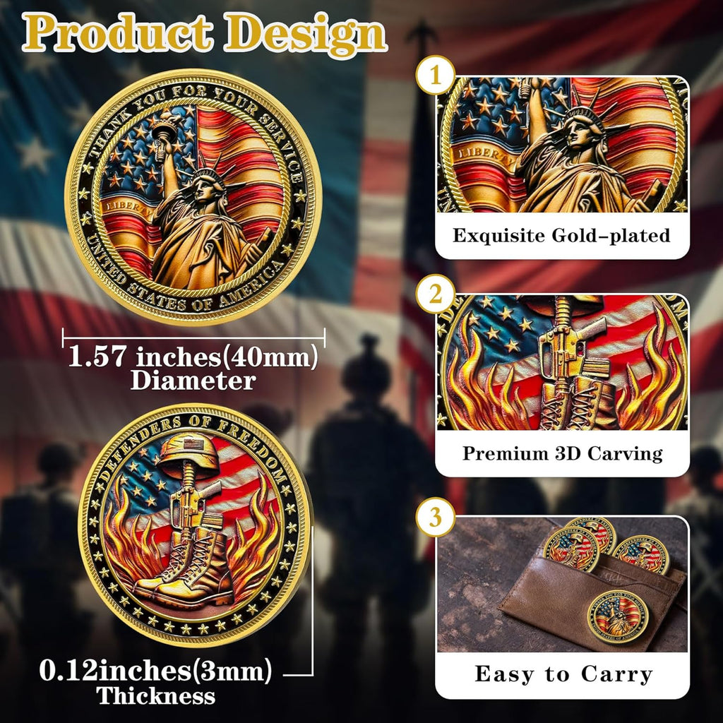 1Pcs Flame Boots Military Challenge Coin - Honoring US Army Veterans | Patriotic Eagle Flag Token