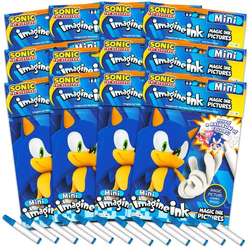 Sonic the Hedgehog Mess Free Coloring Book Set - Party Favor Supplies Bundle with 12 No-Mess Magic Imagine Ink Activity Books for Kids