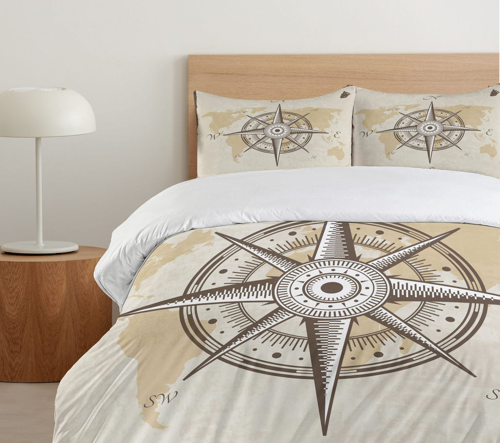 Ambesonne Nautical Duvet Cover Set, Classic Art with Ship Whale Lettering Deep Blue Sea Never Stop Exploring, Decorative 2 Piece Bedding Set with 1 Pillow Sham, Twin Size, Slate Blue