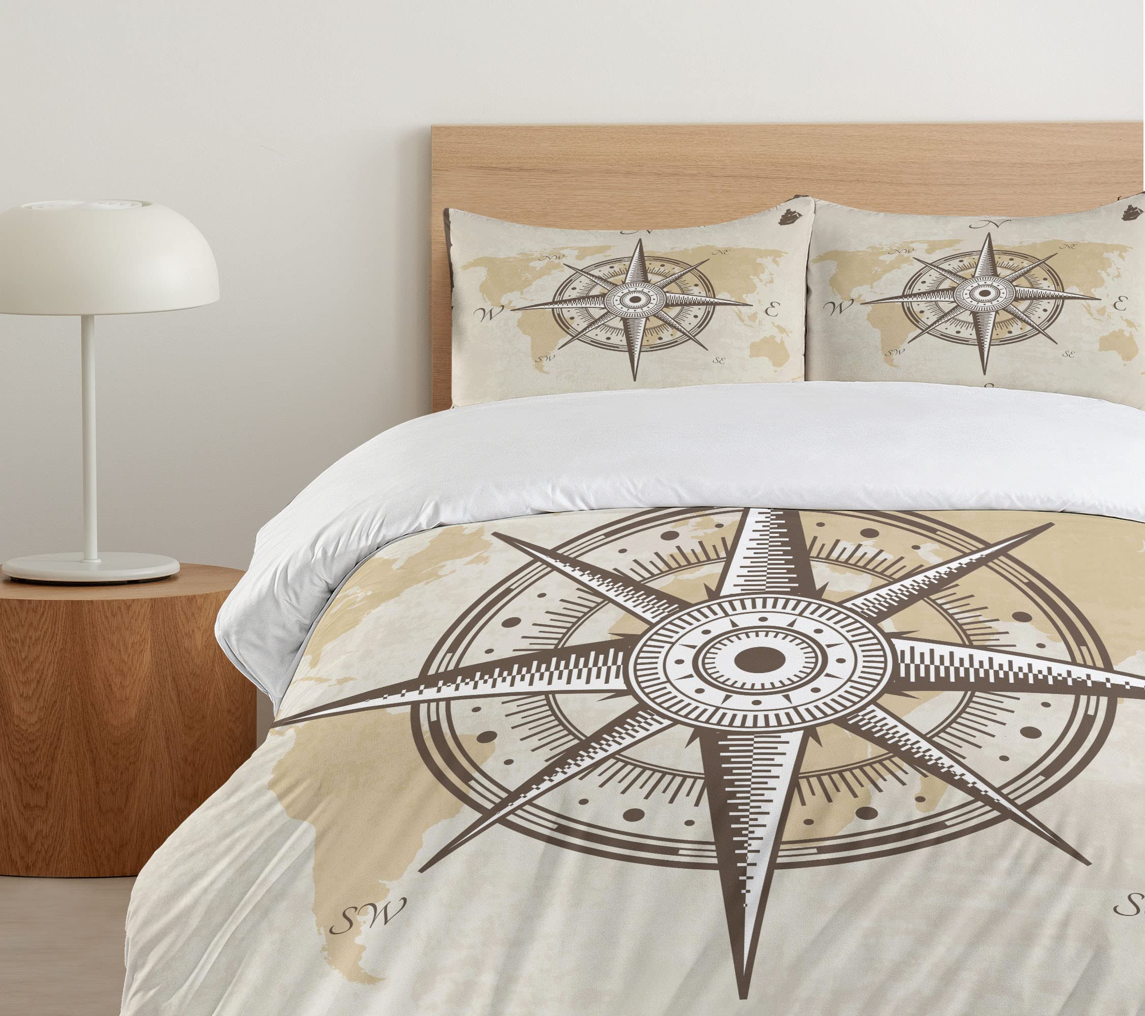 Ambesonne Nautical Duvet Cover Set, Classic Art with Ship Whale Lettering Deep Blue Sea Never Stop Exploring, Decorative 2 Piece Bedding Set with 1 Pillow Sham, Twin Size, Slate Blue