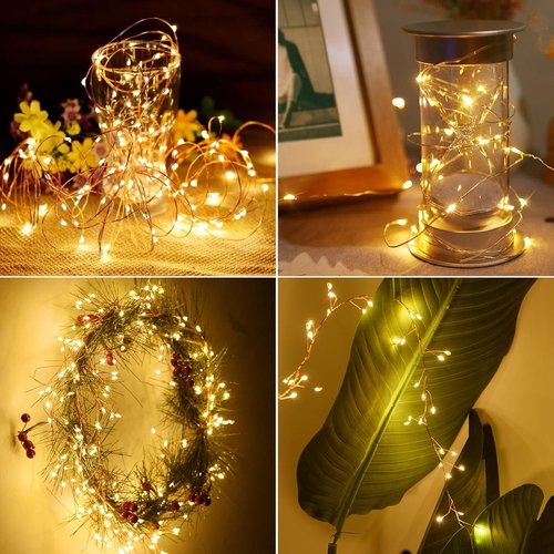 Dailyart 200 LED Fairy Lights - Warm Twinkle String Lights with Remote & Timer | 10ft Gold Wire for Bedroom, Party & Wedding Decor