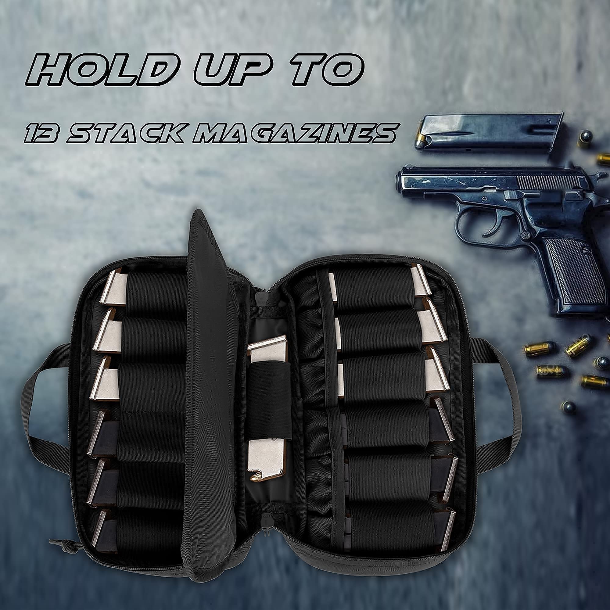 DSLEAF 36” Long Soft Rifle Case with Pistol Magazine Storage Bag for 2 Rifles and 23 Magazines, Black