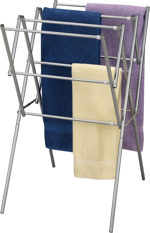 Household Essentials Clothes Drying Rack - Foldable & Expandable Laundry Solution | Silver