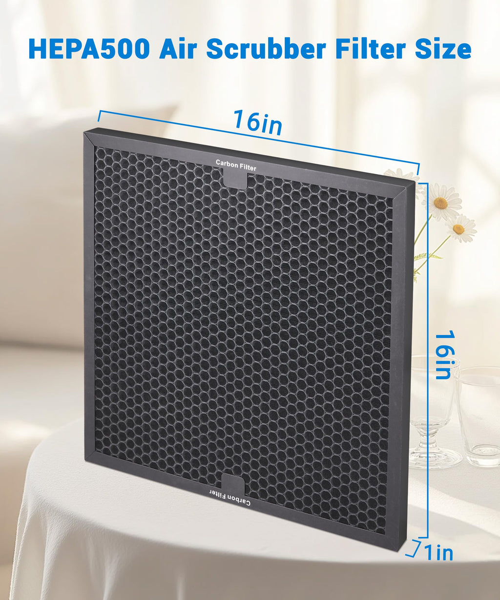 4 Pack-Facecool Air Scrubber Active Carbon Filter Compatible with Dri-Eaz, Mounto, BlueDri, and VEVOR Air Purifier, Part HEPA500 & BD-AS-550 & F301H, 16'' x 16'' x 1''