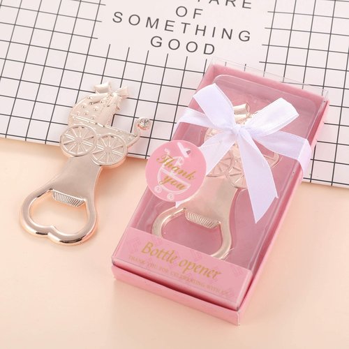 30 Pcs Baby Shower Party Favors Return Gifts For Guests Baby Bottle Bottle Openers Decorations Boy Girl By PARTYGOGO (Baby Carriage Pink, 30)