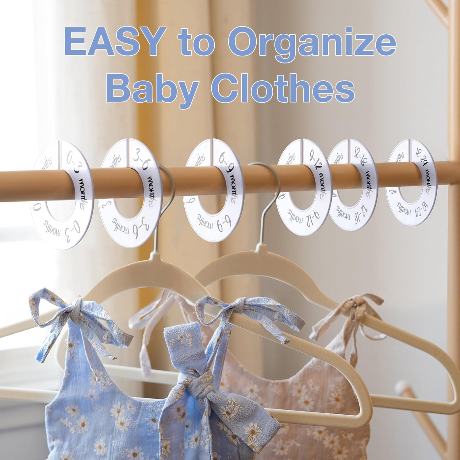 Pro Goleem Baby Closet Dividers - Unisex Organizer for Nursery Clothes | 6 PCS Fits 1.5" Rod