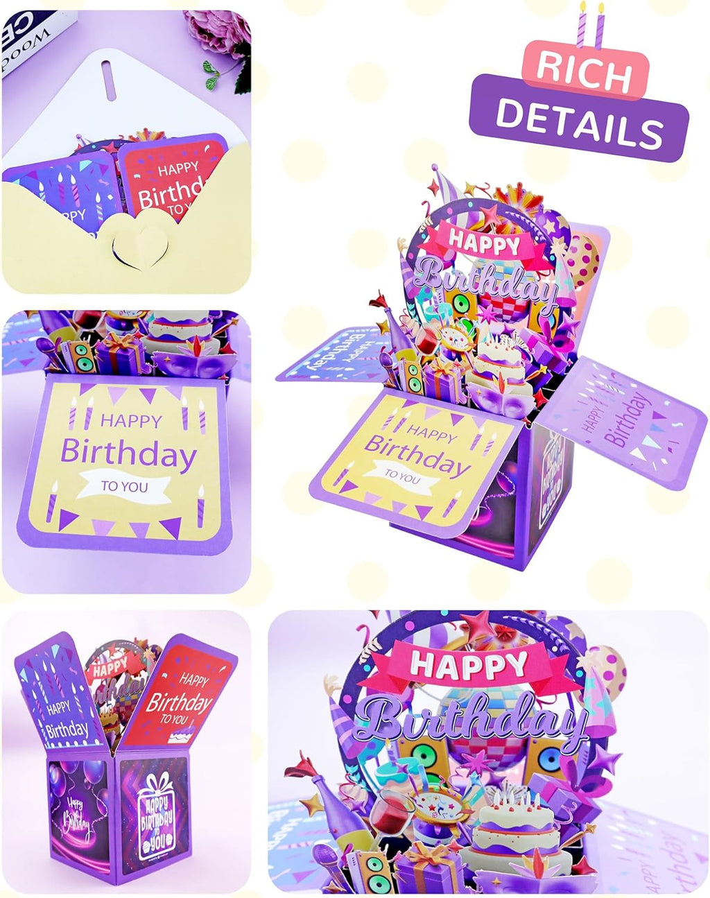 Skiennix 3D Birthday Gift Box - Unique Pop-Up Card with Blank Greeting Card & Envelope | Perfect for Women, Mom, Wife, Daughter, Grandma, Girlfriend