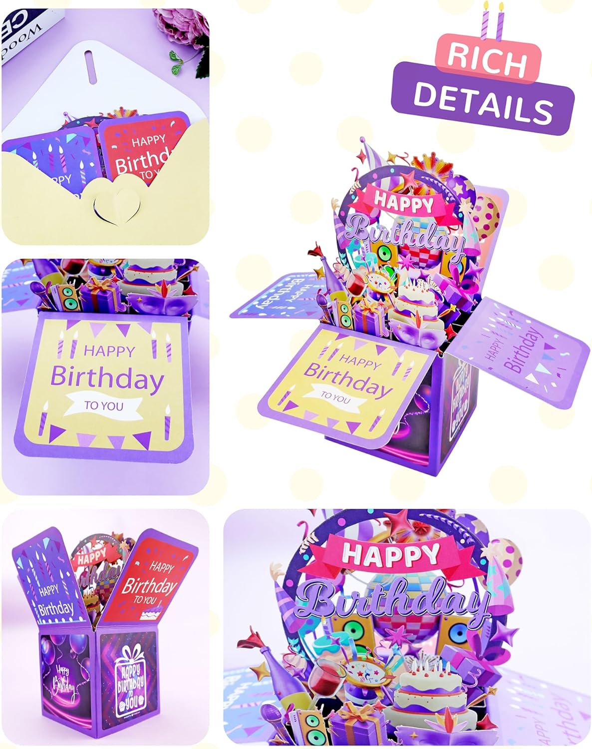 Skiennix 3D Birthday Gift Box - Unique Pop-Up Card with Blank Greeting Card & Envelope | Perfect for Women, Mom, Wife, Daughter, Grandma, Girlfriend