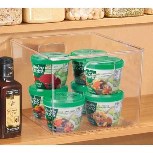 Linus Multi-Purpose Storage Bin with Handles for Kitchen, Pantry, Cabinet, Nursery, Crafts - 12" x 10" x 8", Clear