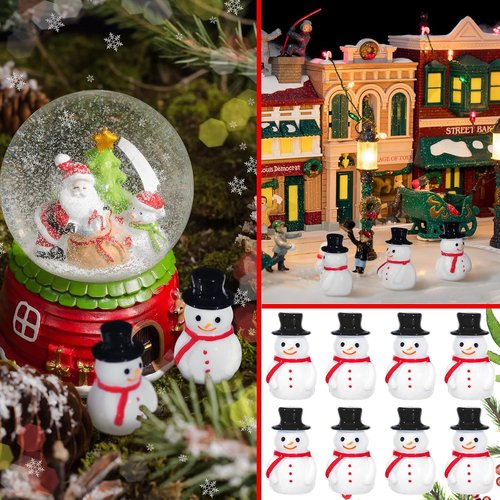 Liliful Mini Snowman Figurines - 50 Pcs Winter Resin Decorations for Christmas & DIY Crafts
