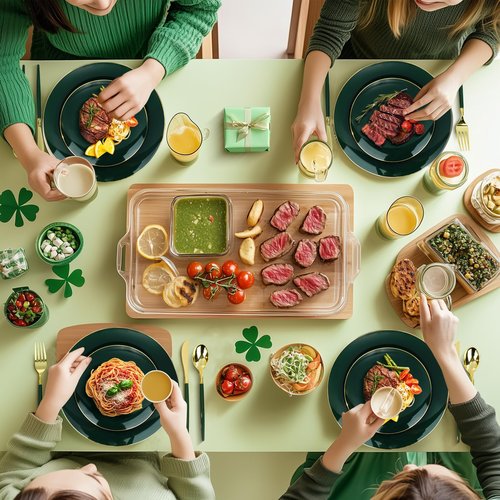 Bestluck 100 PCS Green Gold Plastic Plates, 7 inch Green Disposable Plates for Party, Disposable Dessert Plates for Party, Graduation, Birthday, Wedding
