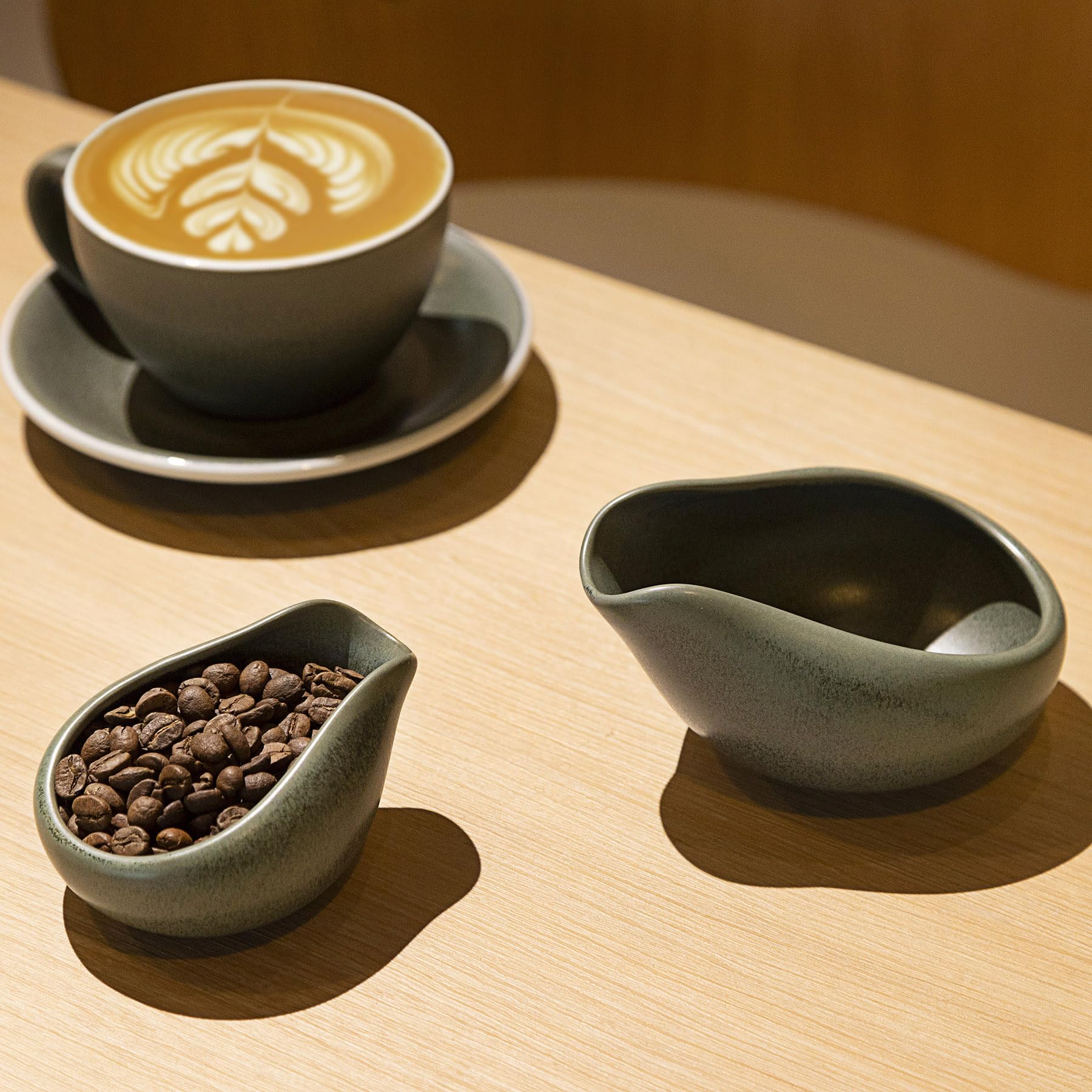 Loveramics 2-Pack Coffee Bean Dosing Cups by James Hoffmann, 30g-60g Capacity (Matte Dark Green)