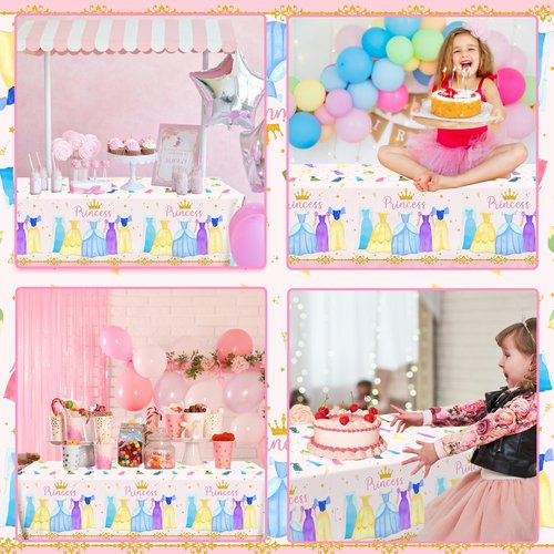 Cextoga Princess Birthday Party Decorations,3pcs Plastic Princess Table Cloth Waterproof Princess Party Decorations Princess Table Cover for Girl Birthday Princess Decorations