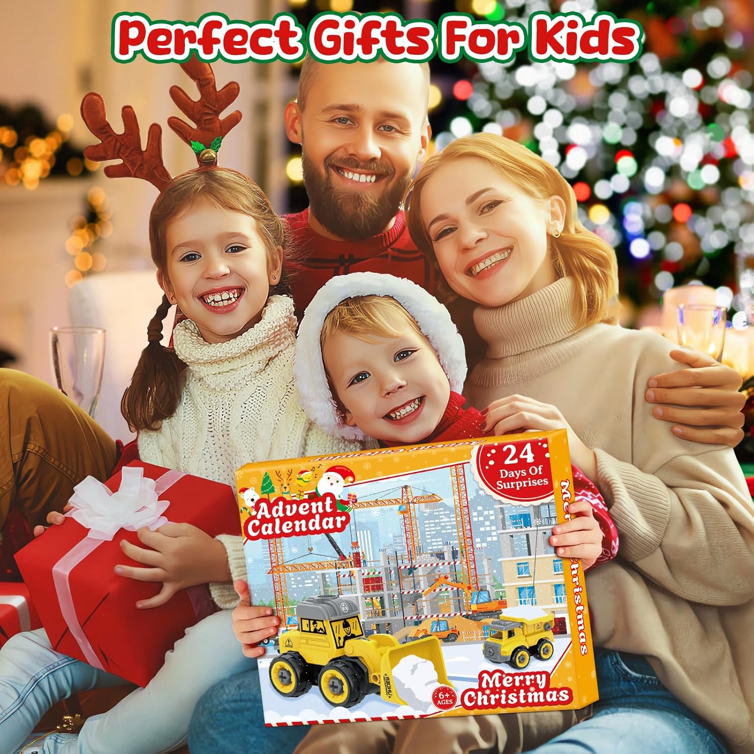Advent Calendar 2025 | Boys' 24-Day Christmas Countdown with 6PCS Take Apart Construction Car Toys