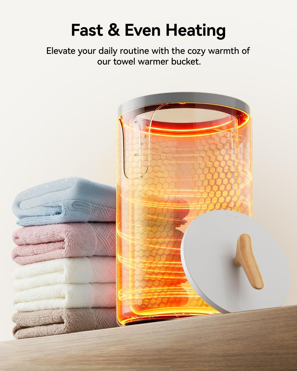 EUHOMY Large Towel Warmer for Bathroom, 3 Timer Settings (30/60/90 Mins), Auto Shut-Off, Fragrance Disc Holder, Bucket Towel Warmer for Oversized Towels, Blankets & Bathrobes, White