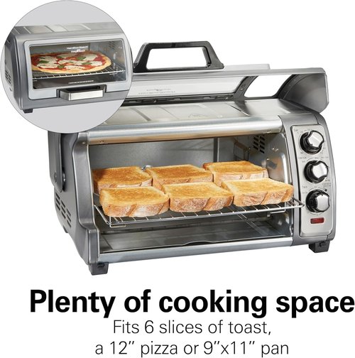 Hamilton Beach Air Fryer Toaster Oven - Large Capacity for 6 Slices & 12” Pizza | 4 Cooking Functions, Stainless Steel