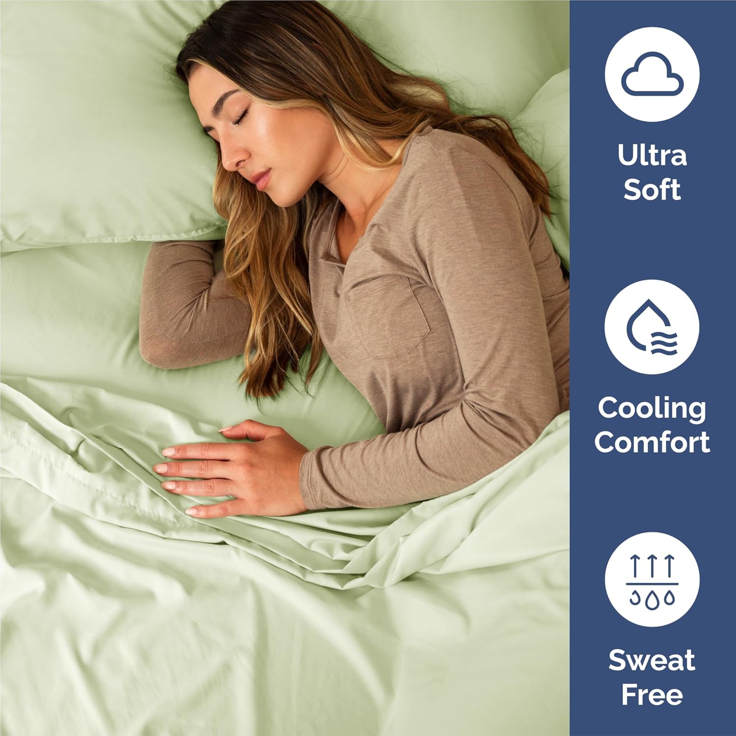 Split King Size 5-Piece Sheet Set - Comfy, Breathable & Cooling Luxury Bedding - Deep Pockets, Wrinkle-Free - Oeko-Tex Certified - Light Sage