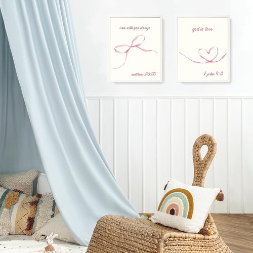 LARTSFRO Coquette Pink Bow Wall Art - Aesthetic Decor for Teen Girls | Set of 4 Unframed 10x8 Inch Prints