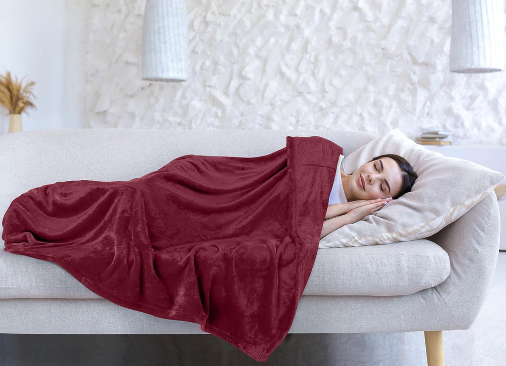 Utopia Bedding Fleece Blanket - Luxury Soft Microfiber | Queen Size Burgundy 300GSM (90x90 Inch)