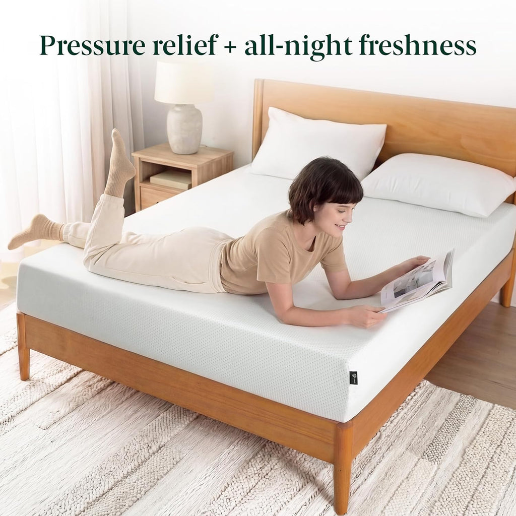 Zinus 12 Inch Full Green Tea Memory Foam Mattress - Medium Firm, Zoned Pressure Relief, Fiberglass Free