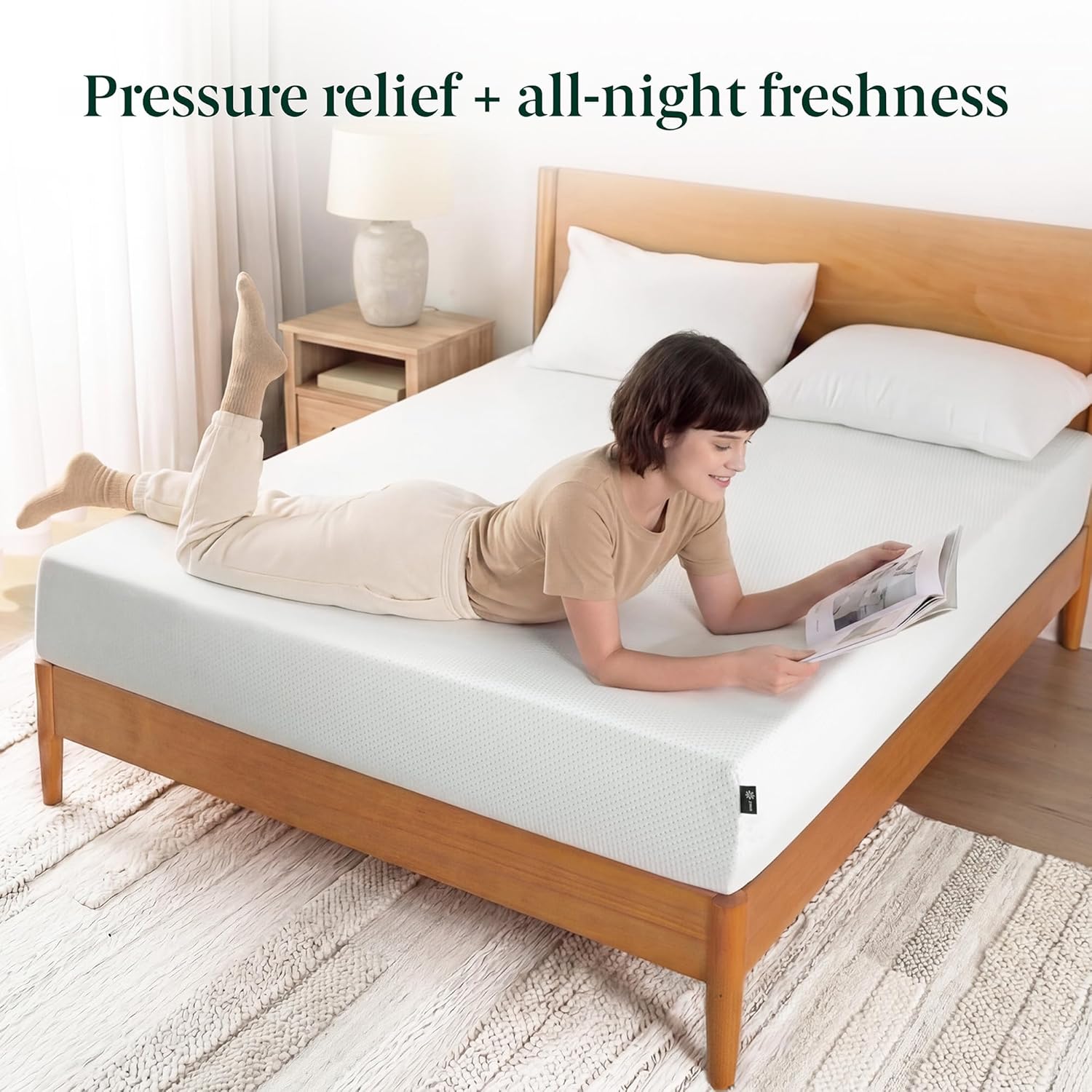 Zinus 12 Inch Full Green Tea Memory Foam Mattress - Medium Firm, Zoned Pressure Relief, Fiberglass Free