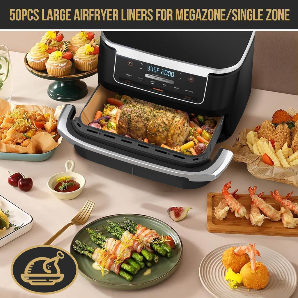 MMH Air Fryer Liners - 150PCs for Ninja DZ071 & AD600CO, 100PCs Small & 50PCs Large Disposable Paper Liners
