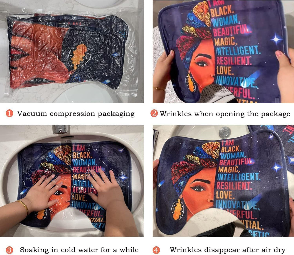 Skiennix Black King Queen Shower Curtain Set - Inspirational Bathroom Decor with Rugs & Bath Mat