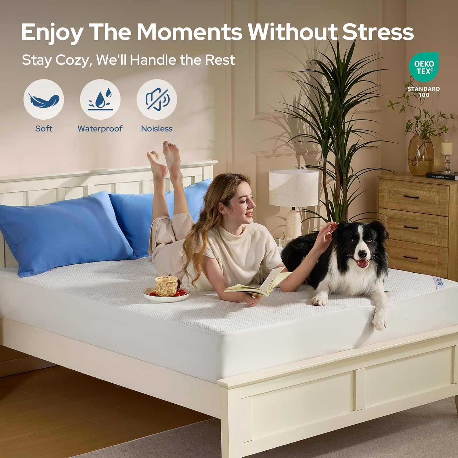 BEDLORE Queen Mattress Protector - Waterproof, Noiseless Cover with Deep Pocket for 6-18 Inch Mattresses | Soft & Breathable