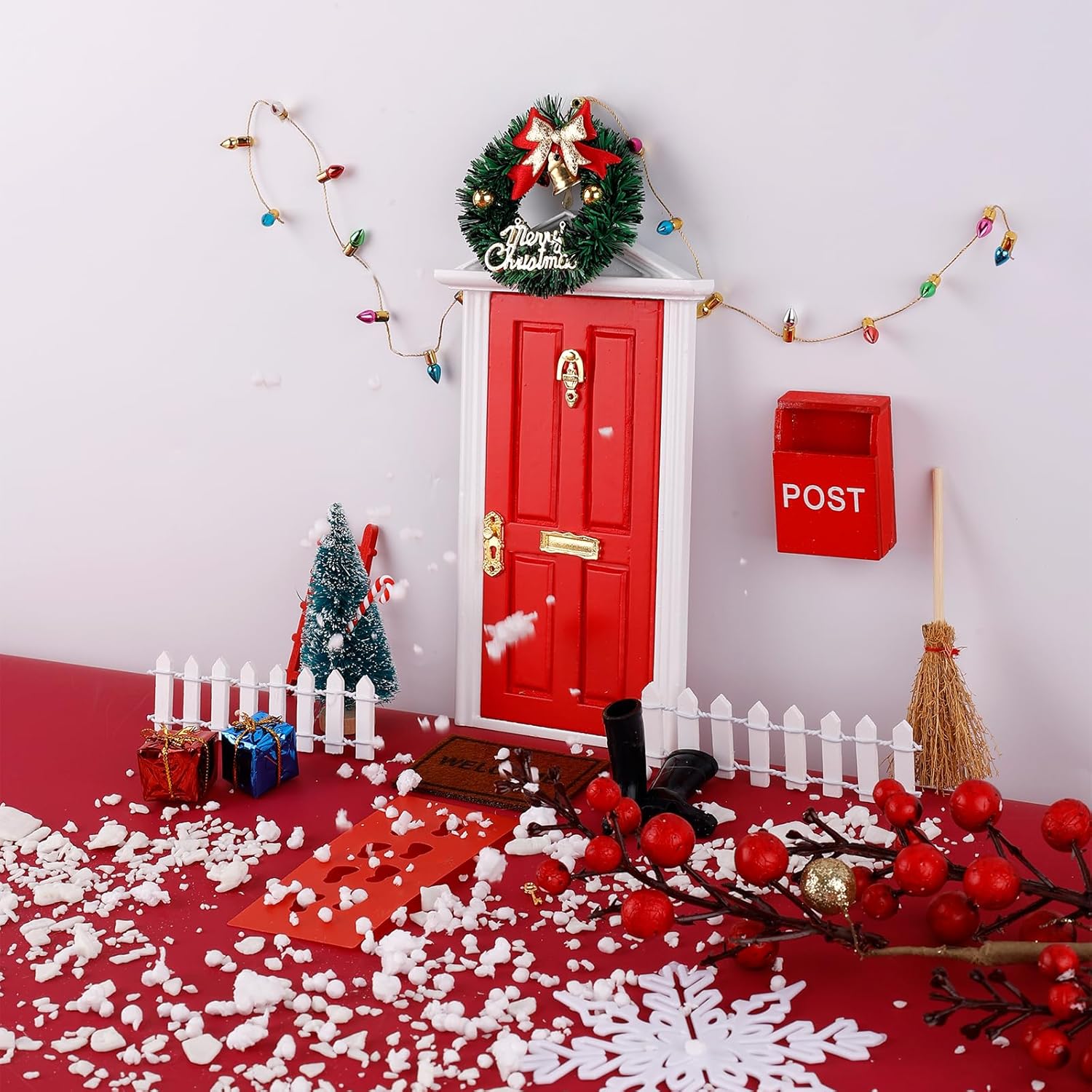 Skiennix Christmas Fairy & Elf Door - Magical Miniature Accessories for DIY Decor | Tiny Elf Kit