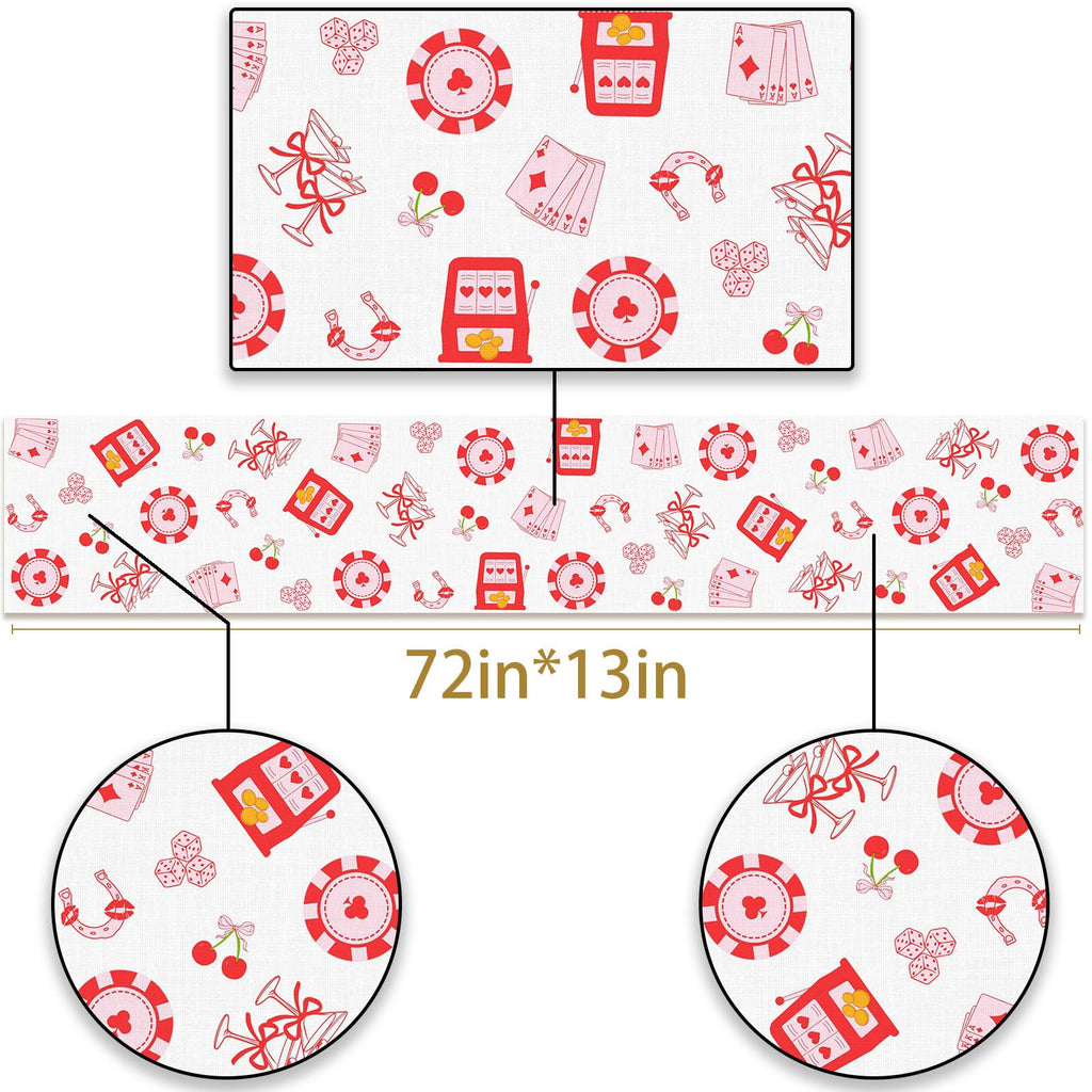 Pudodo Lucky in Love Table Runner Las Vegas Bachelorette Party Decoration Kitchen Casino Theme Bridal Shower Dining Room Home Decor