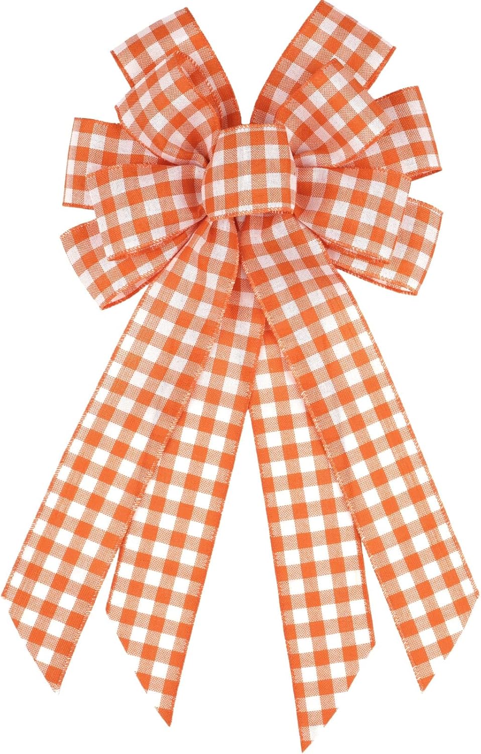 YKW Large Buffalo Plaid Bow - 20.87 Inch Black & White Farmhouse Wreath Decoration | Indoor/Outdoor Holiday Ornament
