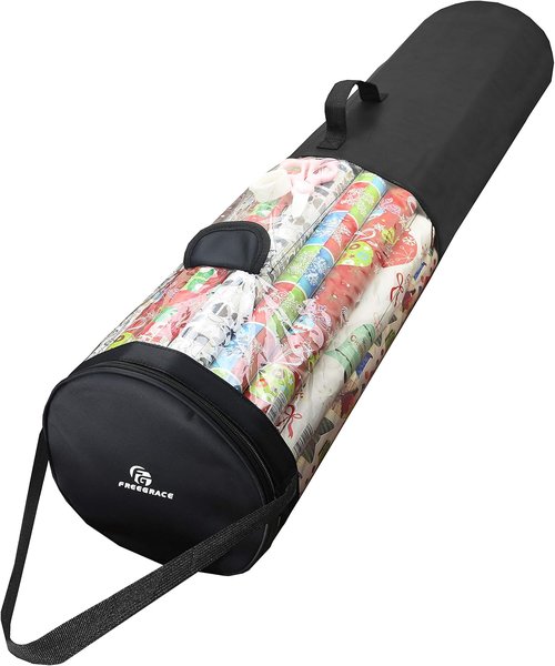 Freegrace Gift Wrap Organizer - Large 9" x 40.9" Tearproof Storage Bag for Wrapping Paper | Space-Saving Design (Black)