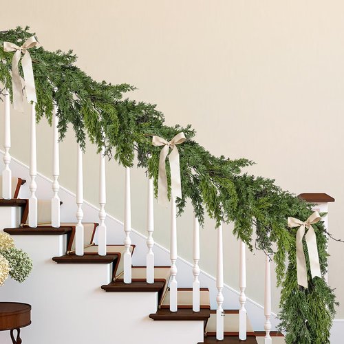 Gomat Pine Christmas Garland Clearance, 6ft Christmas Greenery Garlands Realistic Cypress Branches Pine Garland for Holiday Mantel Fireplace Table Centerpiece Home Decoration