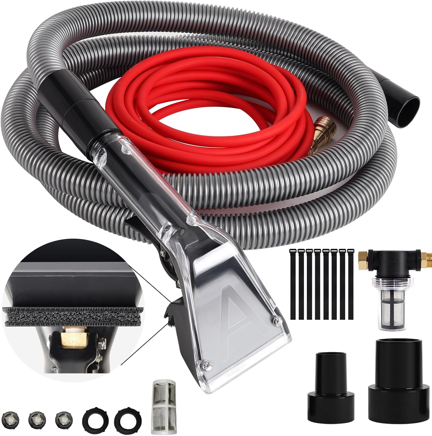 Skiennix Hard Bristle Brush Kit - Upgrade Your Shop Vac with 10FT Hose & 25FT Water Pipe | 2-Year Warranty