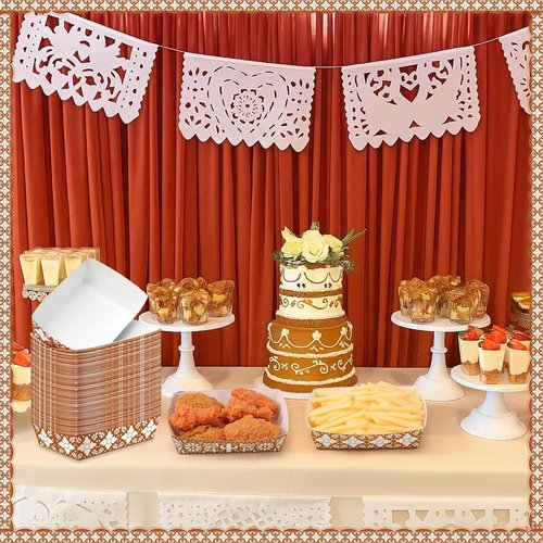 Funrous 100 Pcs Mexican Paper Food Trays - Pre-Assembled Taco Boats for Fiesta & Party Decor