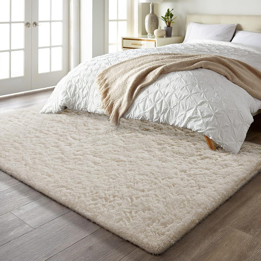 Ophanie 5x7 Ivory Area Rug - Fluffy Shag Plush Soft Carpet for Living Room & Nursery Decor