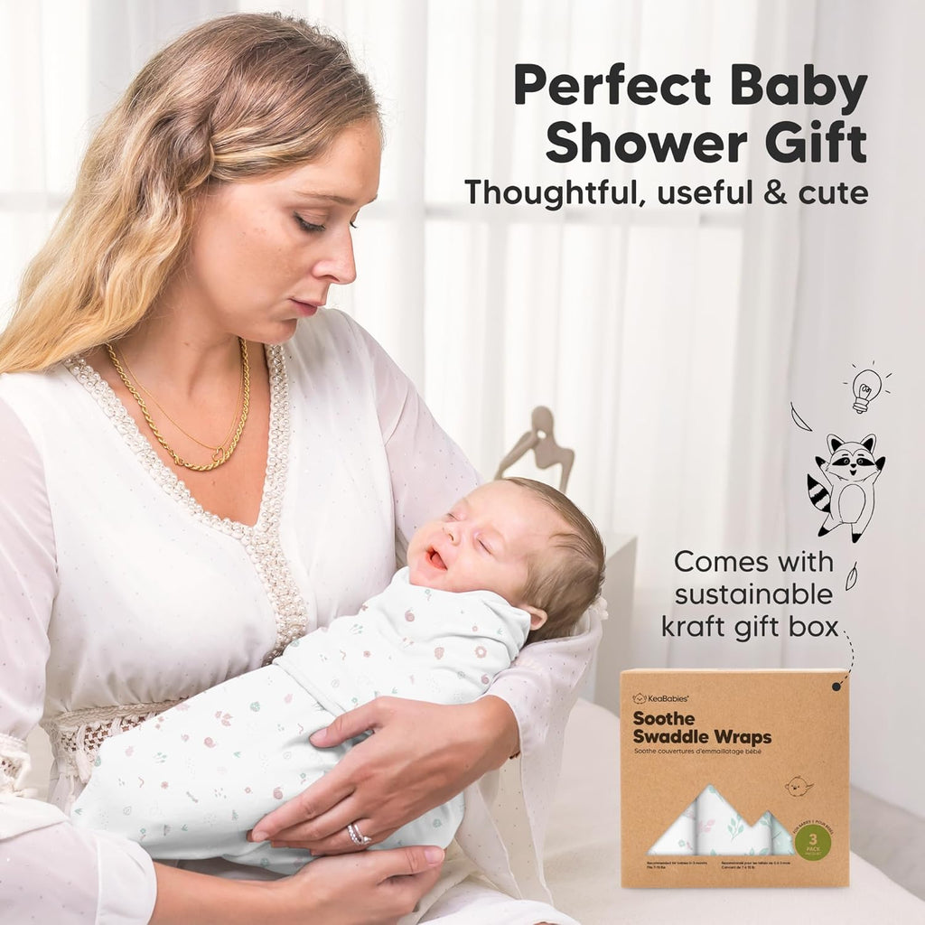 Skiennix Organic Baby Swaddle Sleep Sacks - Soft & Snug for Newborns 0-3 Months | 3-Pack (Garden, OS)