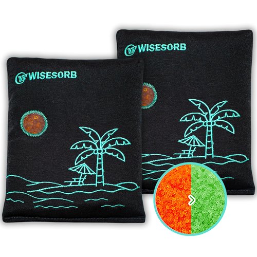 Wisesorb 500g x 2pcs Rechargeable Desiccant Packs, Reusable Car Dehumidifier, Microwave Reactivated Silica Gel Packets Moisture Absorber with Color Indicating for Safe Closet Basement Garage