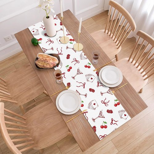 Buxiuer Lucky in Love Table Runner Las Vegas Casino Bachelorette Party Valentines Day Decoration Bridal Shower Home Dining Kitchen Island Decor (13" x 72")