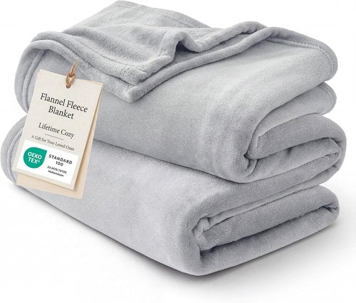 Bedsure GentleSoft Fleece Bed Blanket - Soft, Lightweight, Plush Luxury Blanket in Light Grey | 84x90 Inches