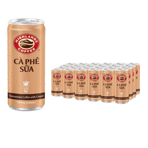 Highlands Coffee CÀ PHÊ SỮA Vietnamese Coffee with Condensed Milk│7.9 oz Can (6/12/24 Count) Bundle Pack│No.1 Vietnamese Coffee│Super-Smooth Premium Quality Iced Milk Coffee with Saltation Thank You Card (Pack of 24)