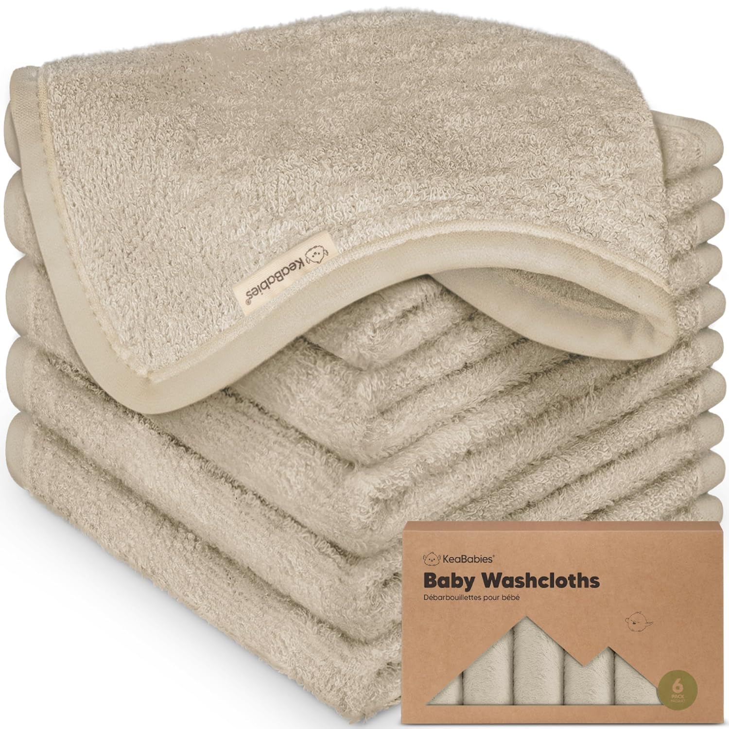 Skiennix 6-Pack Baby Washcloths - Soft, Absorbent Bamboo Towels for Newborns & Kids | 10x10 Earth Brown