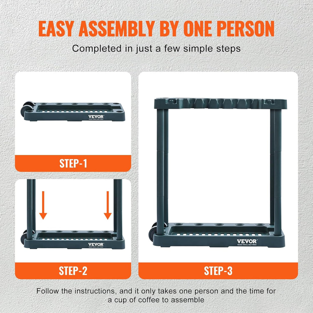 VEVOR Garden Tool Organizer - 10 Slot Yard Tool Tower Rack for Garage Storage & Organization