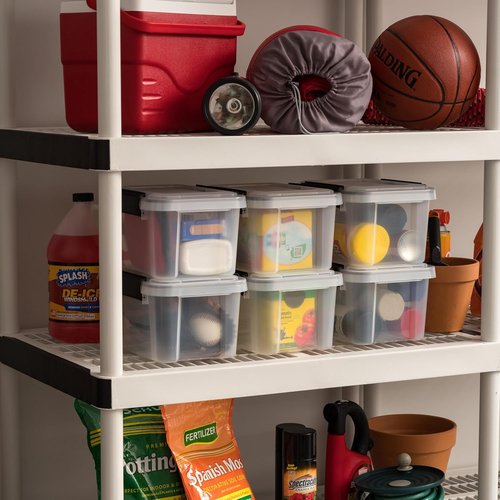 IRIS USA WeatherPro 6 Qt Storage Bins - BPA-Free Plastic with Tight Latch & Seal | Stackable Clear/Black 6-Pack