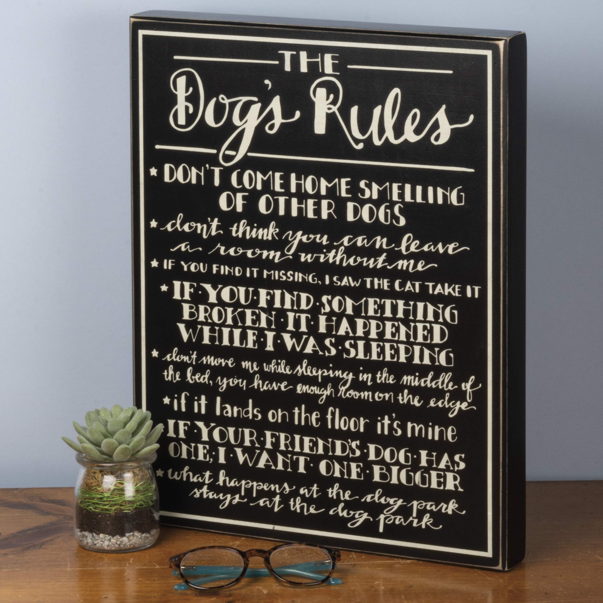 Primitives by Kathy 31243 The Dog's Rules Box Sign, 13.25" x 17"