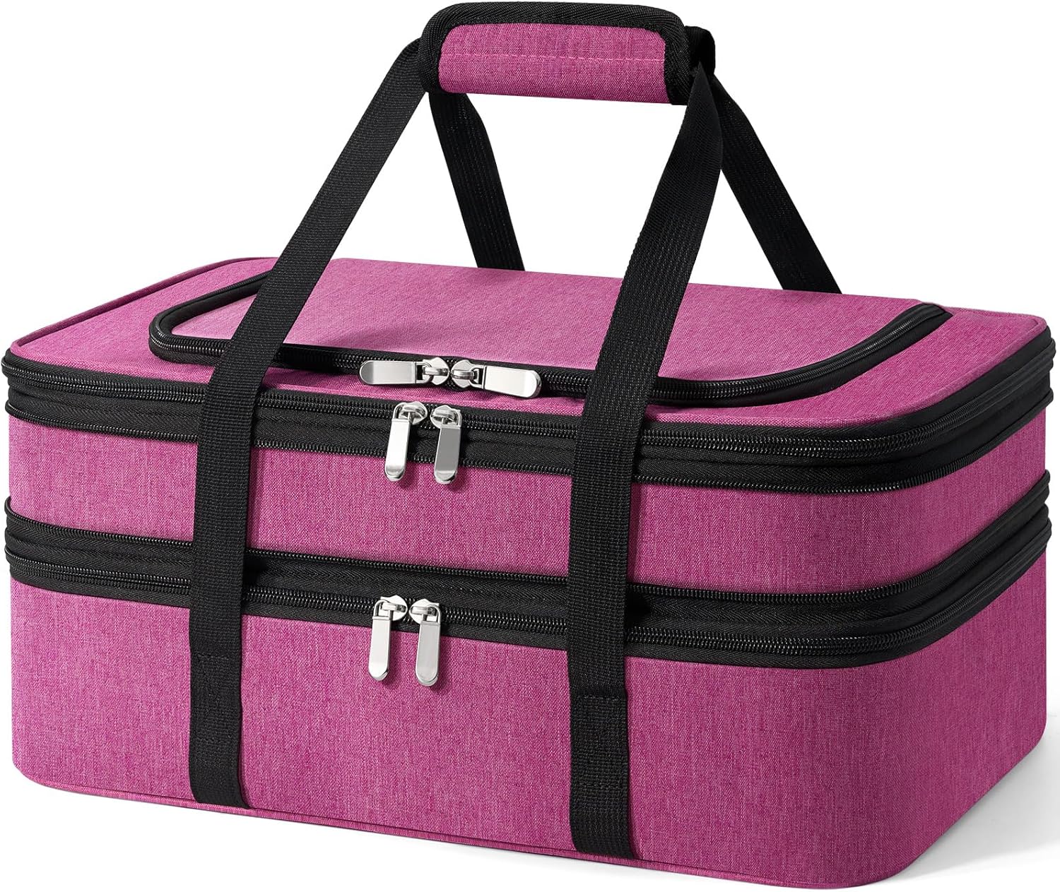 Skiennix Insulated Double Casserole Carrier - Portable Hot/Cold Food Tote for Potlucks | Fits 9" x 13" Dish - Pink